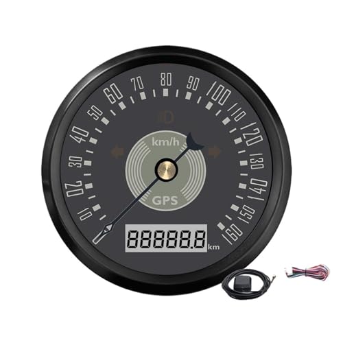 スピードメーター メーター 85mm GPS スピードメーター 走行距離計 調整可能 赤黄ライト付き 車 バイク ボート用(160kmh BN)