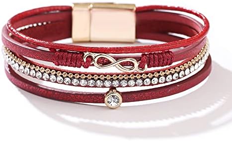 Fuqimanman2020 Infinity Love Leather Wrap Bracelet - Stackable Couple Friendship Bracelet With Crystal - View #6