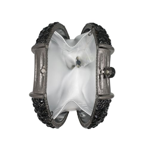 Image of UMREN Women Crystal Oval Shell Evening Purse Bags Luxury Rhinestone Clutch Unique Gems Handbag Bridal Wedding Shoulder Bag