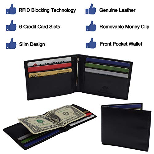 MARSHAL Mens Wallet with Money Clip Slim RFID Front Pocket Wallets for Men3
