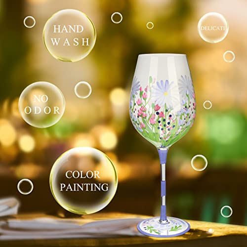 Hemoton Daisy Flower Painted Wine Glasses Hand- Painted Wine Cup Glass Drinking Cup Juice Goblets Beverage Champagne Milk Shake Glasses Cup Birthday Gift For Friends #TOP4