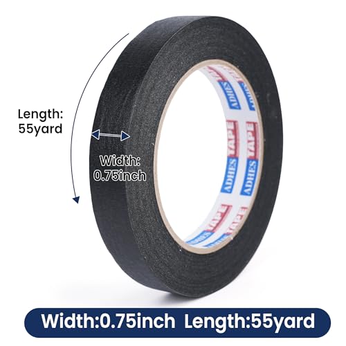 Image of Adhes Black Masking Tape, 6 Rolls x 0.7'' x 55yds, Multi-Surface Painter's Tape for Clean Lines, Residue-Free Removal, Indoor and Outdoor Use