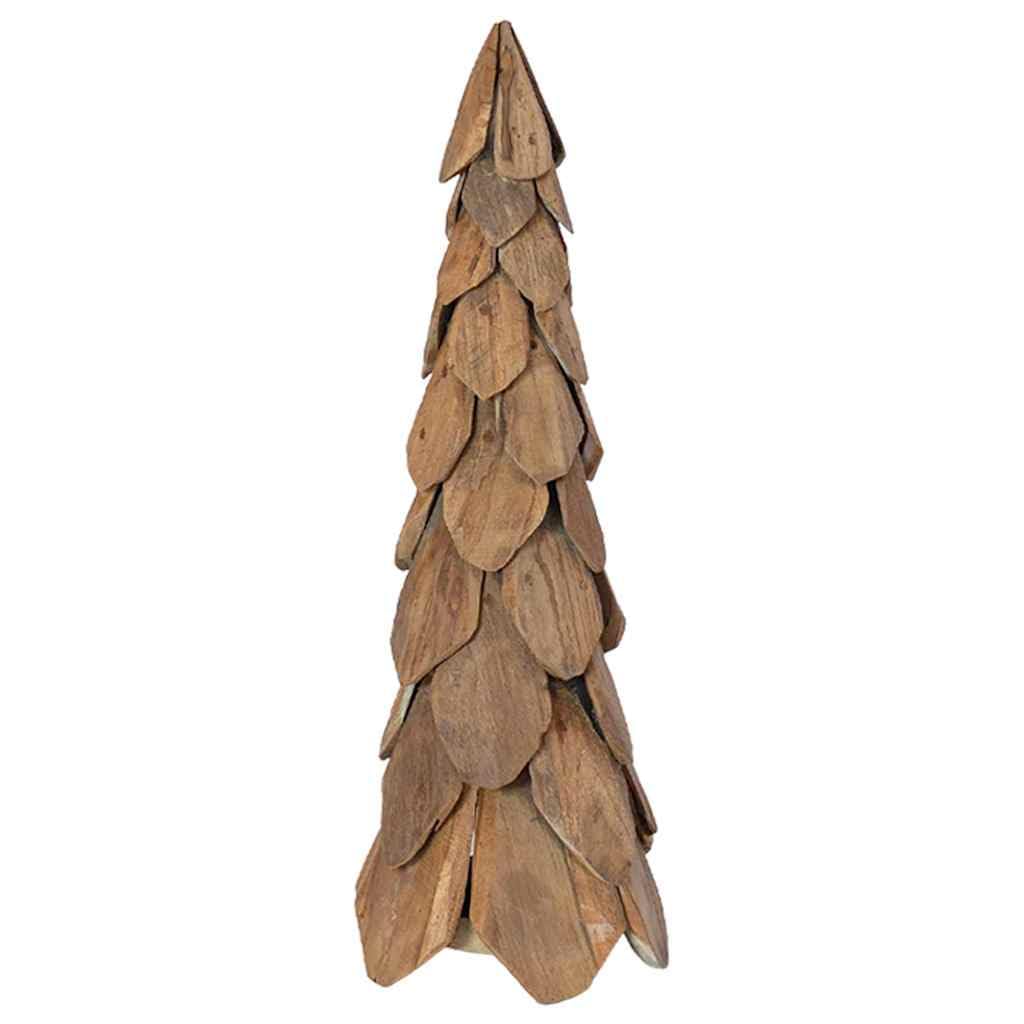Árbol de Navidad de madera de teca, 80 cm, color marrón
