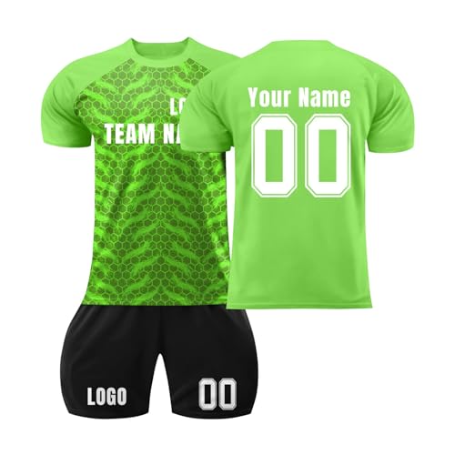 Camiseta Fútbol Personalizadas Nombre y Número para Hombres y Niño, equipación Fútbol DIY con Conjunto Top Pantalón Corto y Calcetines Regalo de Fútbol