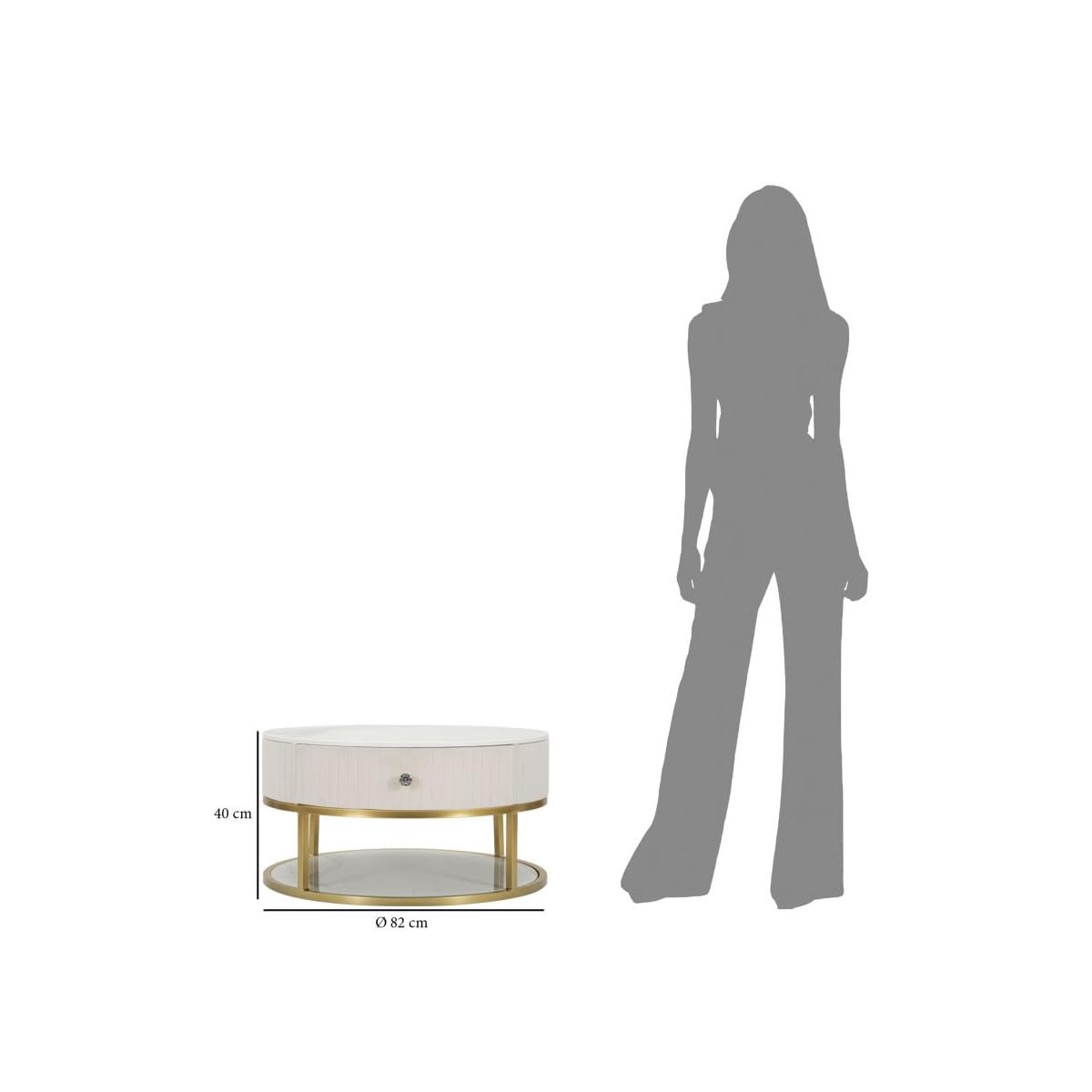 Paris Prix Table Basse Effet Marbre Montpellier 75cm Crème & Or