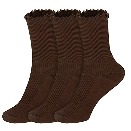 Women's Ruffle High Ankle Socks - Cute Lettuce Trim, Solid Color Casual