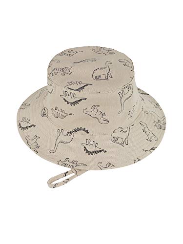 Baby Sun Hat Upf 50+ Sun Protective Toddler Bucket Hat Summer Kids Beach Hats Wide Brim Outdoor Play Hat For Boys Girls Khaki Dinosaur 2-4T #TOP2