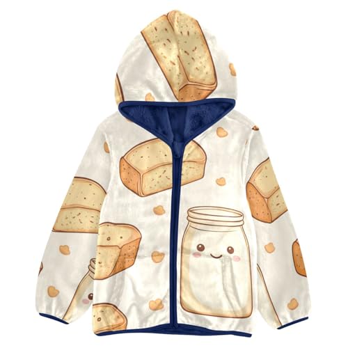 Milk and Bread Girls Fleece Jacket Girls Fall Jacket Girls Zip Up Hoodie Girls Sherpa Jacket 2-10T