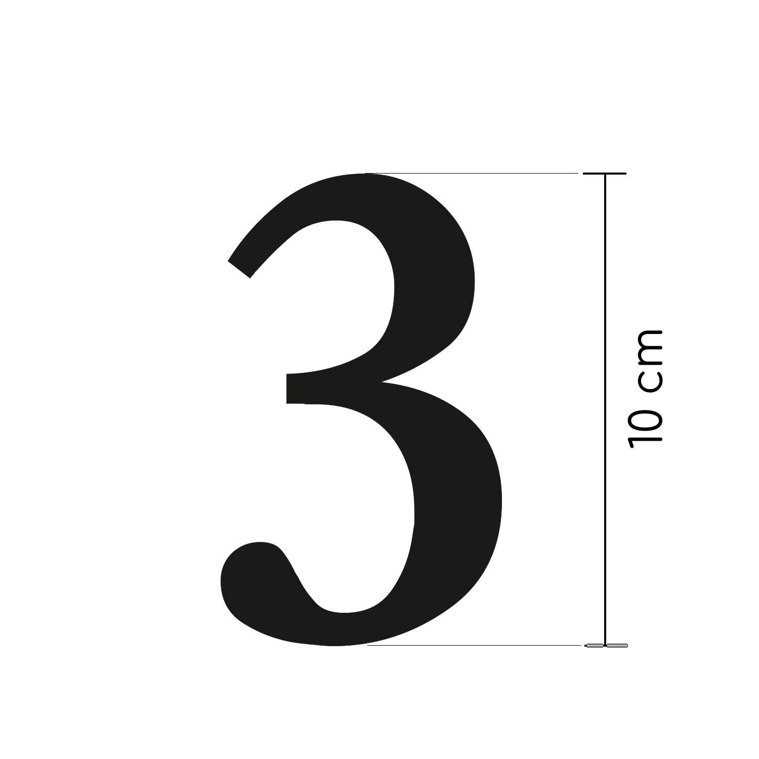 Autocollant Chiffre Numéro 3 - Noir - Hauteur 10 Cm - Numéro