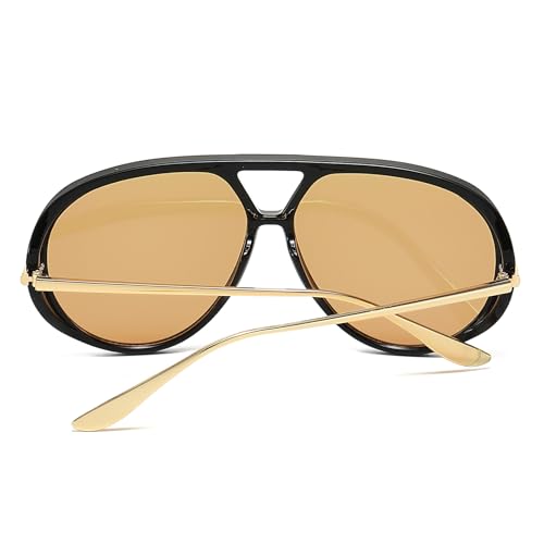 OSAGAMA Trendy Oversized Aviator Sunglasses for Women Men Luxury Vintage Shades Retro Metal Sunglasses Shield4