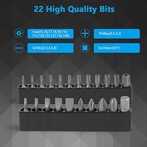 Osdue Ratchet Wrench Set, 1/4" Drive High Torque Offset Reversible Mini Ratchet Offset Driver With 22Pcs 90 Degree Bits, Right Angle Offset, Torx Star Bits For Auto Repair And Home Use - （Flat Head） #TOP4