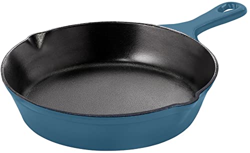 Utopia Kitchen Cast Iron Frying Pan 6.5 Inch, Cast Iron Chefs Pan, Pre Seasoned Skillet, Safe Grill Cookware for Indoor & Outdoor Use, Teal