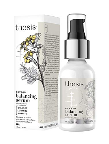 Thesis Organic Facial Balancing Serum - for Oily, Combination Skin, T-zone - Antioxidant Moisturizer with Tea Tree and Blue Tansy