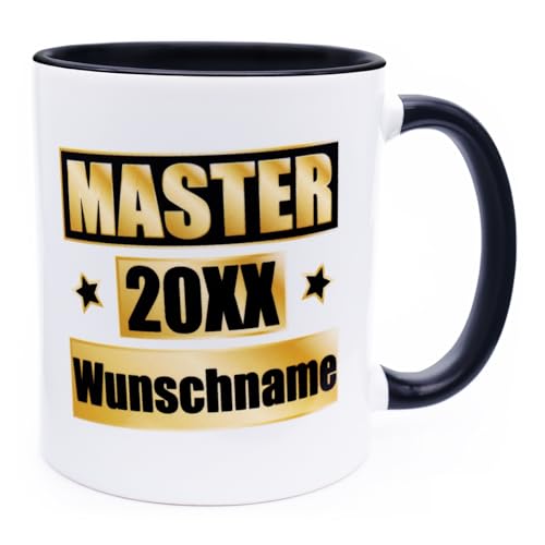 Master 2026 2027 20xx Tasse mit Abschluss Jahr und Namen zum bestandenen Masterabschluss Glückwunsch Geschenk für ...