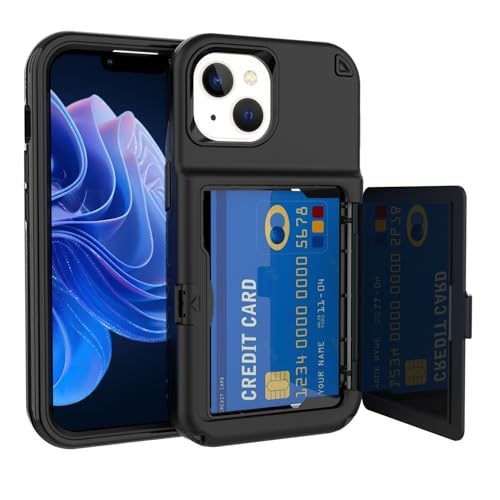 Étui portefeuille iPhone 14 antichoc noir avec porte-cartes intégré et béquille