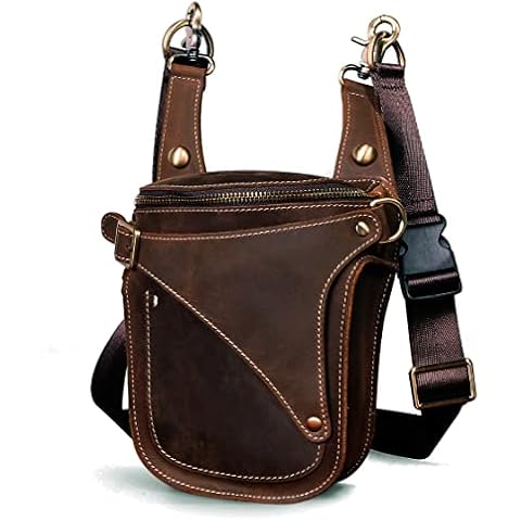 Le'aokuu Herren Leder Motorrad Hüfttasche Messenger Schulter Drop Leg Bag Cover
