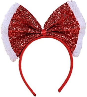 Hair Hoop Xmas Hair Accessory Headwear Colorful Bow Headband Christmas Holiday Party Supplies Gifts (Red B)
