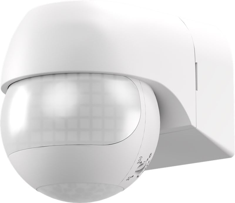 goobay Détecteur de Mouvement pour l'extérieur, IP44, 2 capteurs, Protection Contre Le rampement à 180° et 360°, Zone de détection 12 m, inclinable et pivotant, Blanc - 79593