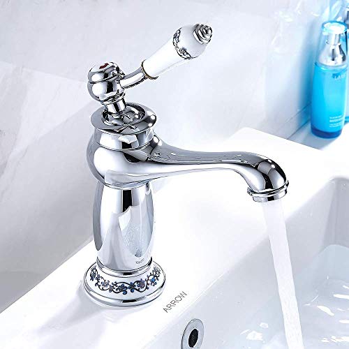 Mitigeur de lavabo monotrou chromé classique à commande d'eau mitigée - 4