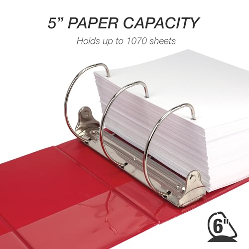 Image of Samsill Durable 5 inch 3 Ring Binder, Locking D Ring 100% Recycled Chipboard, Red, 2 Pack