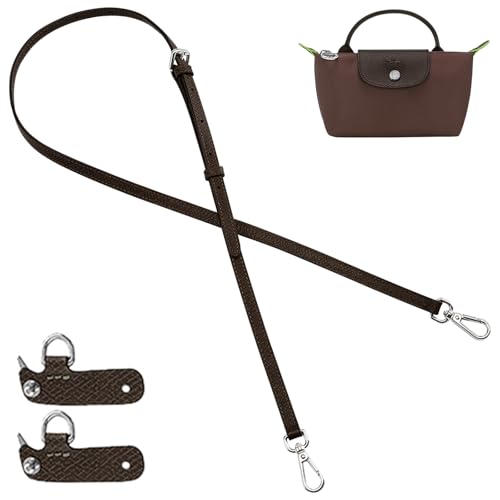 jiesinlov Mocha Leather Bag Shoulder Strap Replacement Crossbody Adjustable Conversion Kit Fit for Xs Le Pliage Mini Pouch Moka(NEW-Mocha)