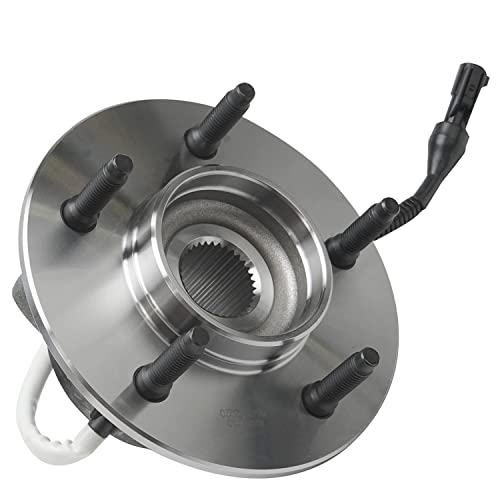 Image of Detroit Axle - Front Brake Kit Wheel Bearing Hubs for 4WD 1997-2000 | Ford F-150 Drilled & Slotted Brake Rotors and Ceramic Brake Pads 1998 1999 Replacement