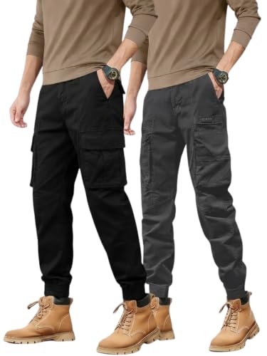 Image of Leriya Fashion Men's Cargo Pants with Pockets | Cotton Joggers for Men | 6 Pocket Jeans Pant | Casual Trousers for Men | Comfortable Casual Workwear Joggers
