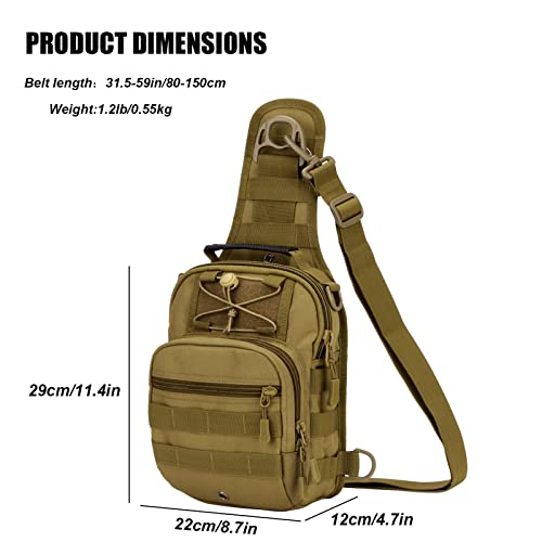 Zhierna Tactical Sling Backpack, Military Shoulder Cross Body Sling Bags Pack, Molle Edc One Strap Chest Bag For Outdoor Camping Hiking Biking (Coyote) #TOP2