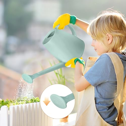Image of Hand Plastic Watering Can - for Home Plant Garden - 1 /2 Gallon - Light Green