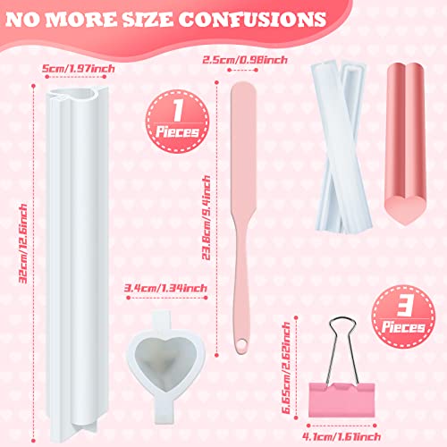 Tessco Heart Shaped Long Tube Silicone Mold Heart Soap Embed Molds Soap Mold Heart Shape Column Mold Soap Making Supplies With Spatula 3 Pcs Binder Clips For Soap Chocolate Candy Cake (Pink, Heart) #TOP1