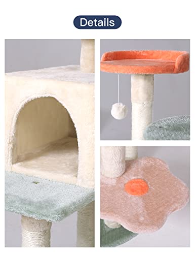 Hyabi 53 Inch Flower Cat Tree Cat Apartment Plush Habitat Kitten Amusement Platform House Furniture (Large 5 Platforms) #TOP5