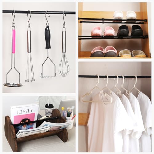 Image of Spring Tension Rod, Goowin Small Tension Rod, 5 /8 inch Diameter No Drilling Expandable Short Tension Rods Spring Rods, Tension Rods for Closet, Cupboard, Hanging Clothes, Black, 2 Pack (10-15.7 inch)