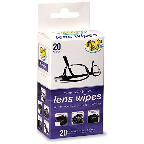 Image of Invisible Glass 90102 Lens Cleaning Wipes - Streak-Free, Lint-Free Wipes for Glasses, Camera Lenses, Binoculars & Smartphone Cameras, Safe on Reflective Coatings - 20 Count