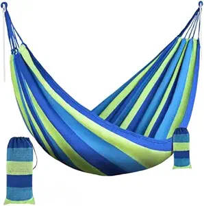 Sugalsu Garden Cotton Hammock Comfortable Fabric Hammock with Rope for Hanging Sturdy Hammock, Portable Hammock with Travel Bag for Camping Outdoor/Indoor Patio Backyard(Blue)