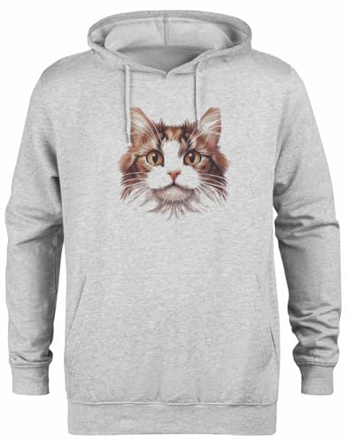 Sweat à capuche Happy Cat pour les passionnés du Chat Norvégien, un pull gris confortable