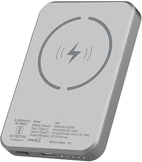 Stuffcool Click 5000mAh Made in India Magnetic Wireless Powerbank with 18W PD Fast Charing Type C Port Perfect for iPhone 12/13/14 Series (Metallic Grey)