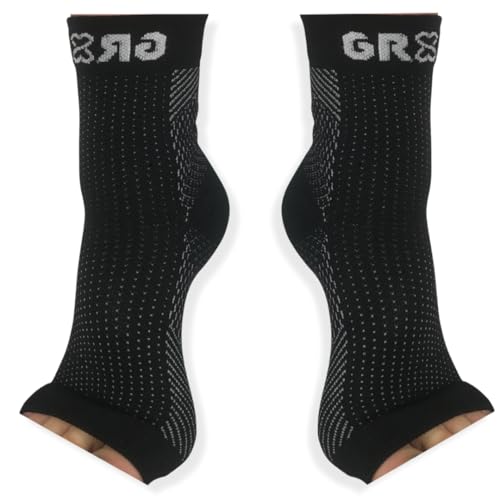 gr8ful® Plantar Fasciitis Socks & Support Sleeves for Men & Women – Compression Foot & Arch Support for Heel Pain, Achilles, Running & All-Day Comfort – 1 Pair Black L/XL