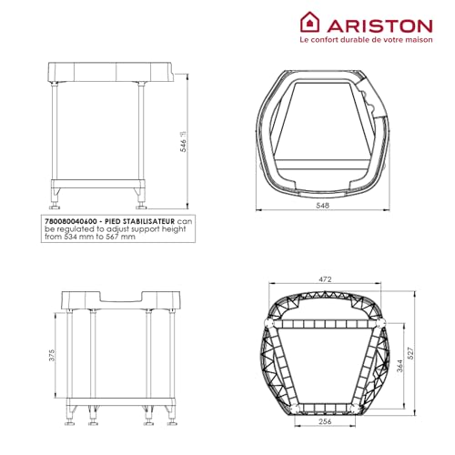 Trépied ajustable Ariston socle de sol pour chauffe-eau vertical S2 - 6
