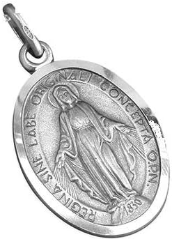 Silver Miraculous of Our Lady 15 mm x 18 mm high. Our Lady Immaculate Medal.Steling Silver our Lady