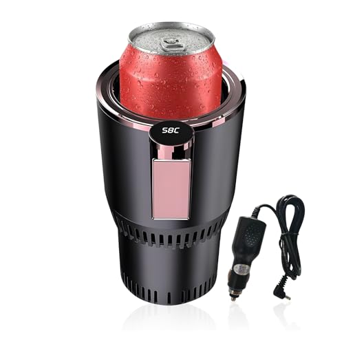 Yesinaly 2-in-1 Smart Car Cup Cooler and Heater, Smart Cup for Car with LED Temperature Display Touch Control, Keep Drink Cold or Hot in Car Cup Holder Fits in Commuter Road Tripper, Purple