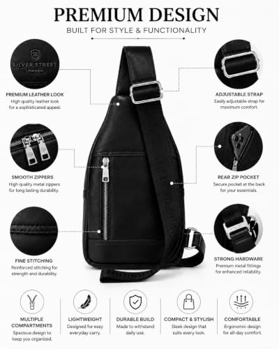 Image of Allen Cooper Premium Leather Sling Bag for Men | Crossbody Messenger Bag with Adjustable Shoulder Strap | Travel Organizer Shoulder Bag for Daily Use, Office & Outdoor Carry