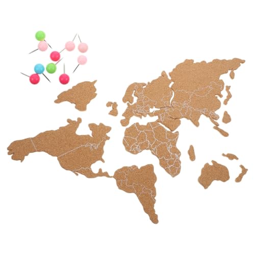 HINTRMENT Mapa del Mundo de Corcho Autoadhesivo Pequeño, Tablón de Anuncios Decorativo con Fondo Rayado, Tablero de Notas para Pared, Decoración Creativa para Hogar, Oficina Color Aleatorio