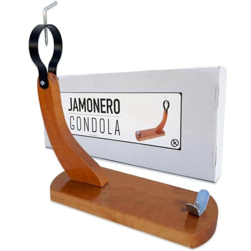 KROWN - Jamonero Góndola Lacado Economico, Jamonero Profesional, Soporte jamonero Tipo Gondola, Base de Corte para Usar con Cuchillo jamonero, Jamon iberico, Fabricado en España