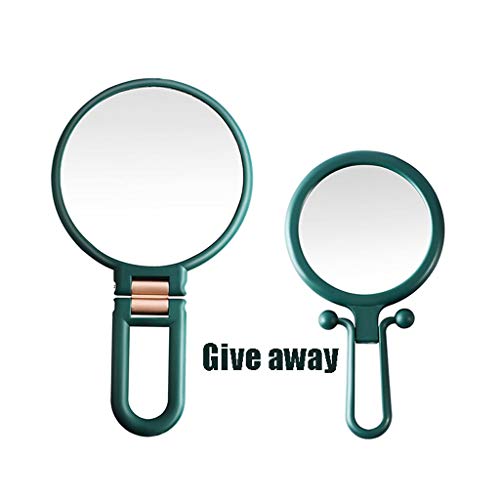 SUNESA Miroir Maquillage Miroir de Maquillage Double Face Small Mirror Desktop Suspendu Salon de beauté Miroir Portable (Vert foncé) Double Face Pliable Miroir Maquillage avec Lampe