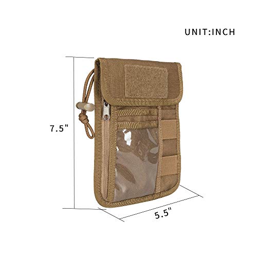 Image of EXCELLENT ELITE SPANKER Passport Holder Neck Pouch RFID Blocking Travel Neck Wallet ID Card Organizer Pouch with Neck Lanyard(Coyote Brown)