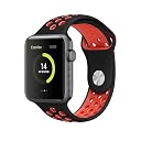 Techmount Silicone Luxury Dotted Sports Watch Band Strap Compatible with Apple Watch Straps 42mm 44mm 45mm 46mm 49mm iWatch Ultra & SE & Series 8/7/6/5/4/3/2/1 Breathable Replacement Strap (BLACK-RED) gallery image