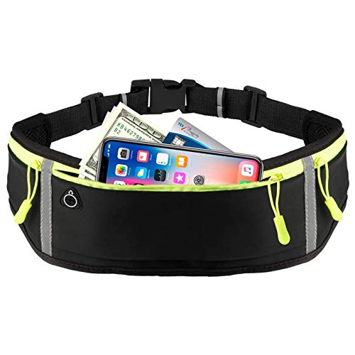 Vanmor Slim Running Belts Fanny Pack for Women Men,Water Resistant Waist Pack, Runners Belt for Hiking Fitness Travel - Adjustable Running Pouch Phone Holder Accessories for iPhone Samsung - Black
