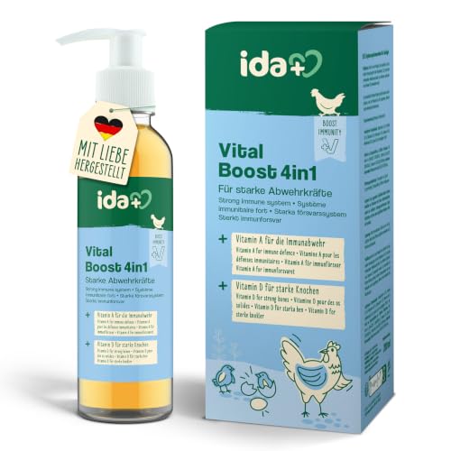 Ida Plus VitalBoost 4in1 200 ml Vitaminkonzentrat mit Vitamin ADEC für Starke Abwehrkräfte & stabiles Wachstum Futterergänzungsmittel für die Vitaminversorgung von Hühnern Enten & Geflügel