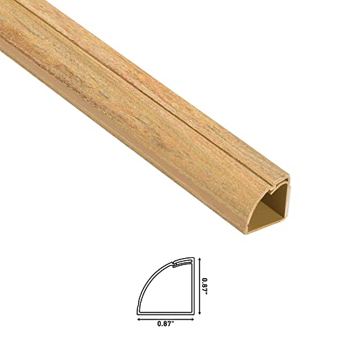 D-Line 15.7" Stainable Wood-Effect Quarter Round Cable Raceway, Corner Cord Cover, Self-Adhesive Floor Molding With Wire Channel, Baseboard Cable Hider - 0.87" (W) X 0.87" (H) X 15.7-Inch Length #TOP4