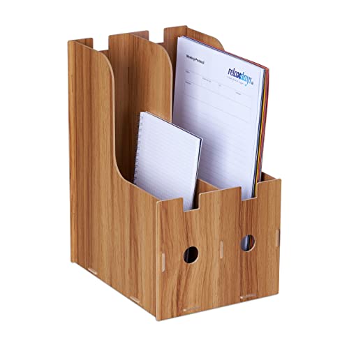 Più ordine: con 2 spazi per riporre fogli, quaderni e altro in formato A4 - organizer color marrone